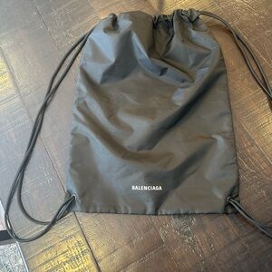 Balenciaga Black Nylon Drawstring Backpack